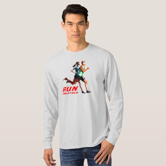 Springa Tillsammans | Herr Långärmad T Shirt (Hel framsida)