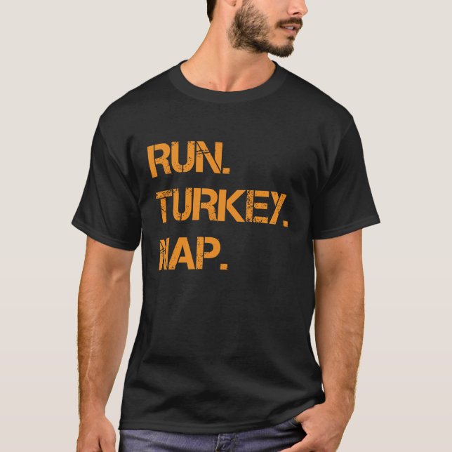 Springa Turkiet Nap-Thanksgiving Funny Turkiettrot T Shirt (Framsida)