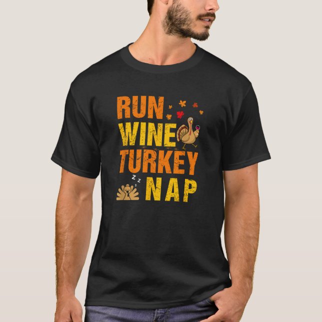 Springa Vin Turkiet Nap-Thanksgiving Lag Turkiet V T Shirt (Framsida)