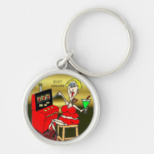 SPRINGAMAMMAENARMAD BANDIT LYCKLIG 7' S KEYCHAIN RUND SILVERFÄRGAD NYCKELRING