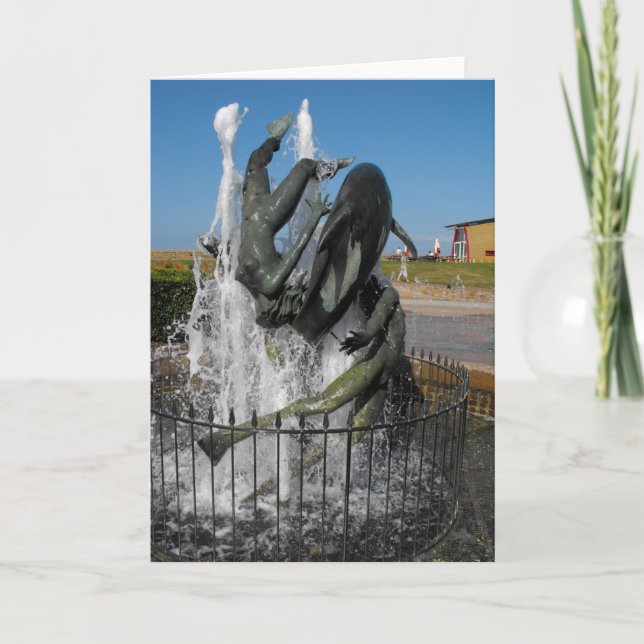 Springande delfiner fontän helgkort (Framsida)