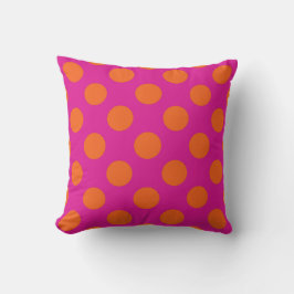 Springande rosa och orange prickar kudde