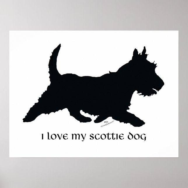 Springande skotsk terrier siluett poster (Framsidan)