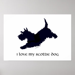 Springande skotsk terrier siluett poster