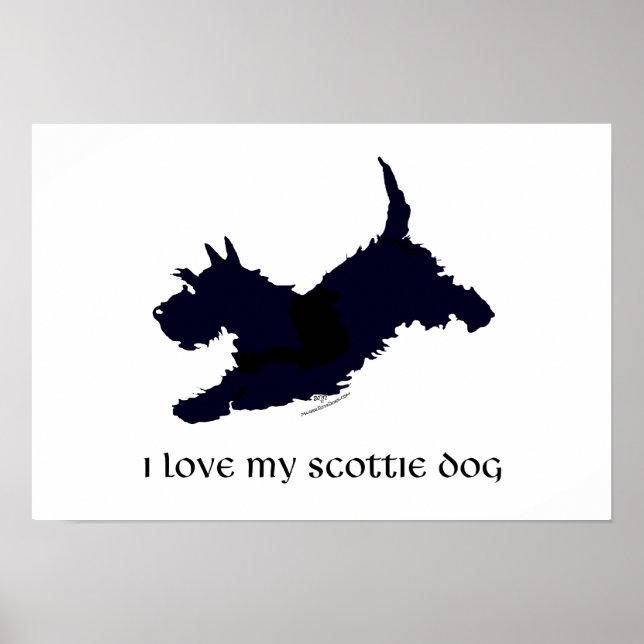 Springande skotsk terrier siluett poster (Framsidan)