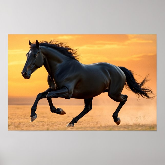Springande svart hingst poster (Framsidan)