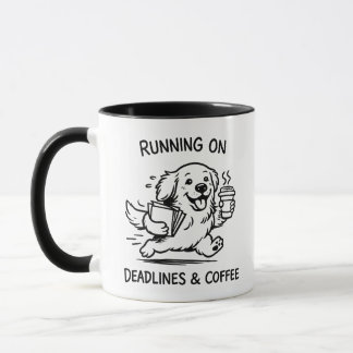 Springar på Deadline och Kaffe Rolig Hundägare Mugg