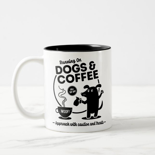 Springar på hundar och kaffe 310g. Två-Tonad mugg (Vänster)