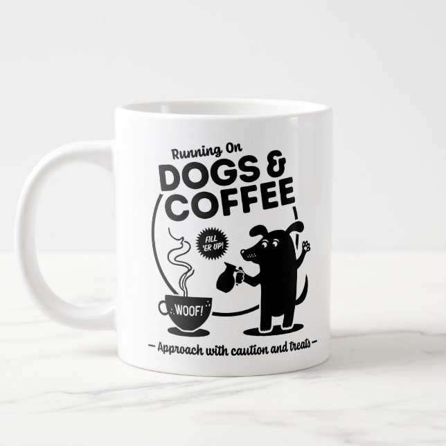 Springar på hundar och kaffe jumbo mugg (Vänster)