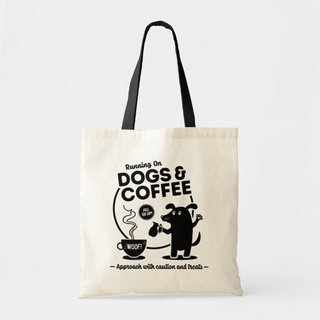 Springar på hundar och kaffe tygkasse (Framsidan)