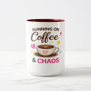 Springar på Kaffe & Kaos — Sött Kaffekoppdesign Två-Tonad Mugg