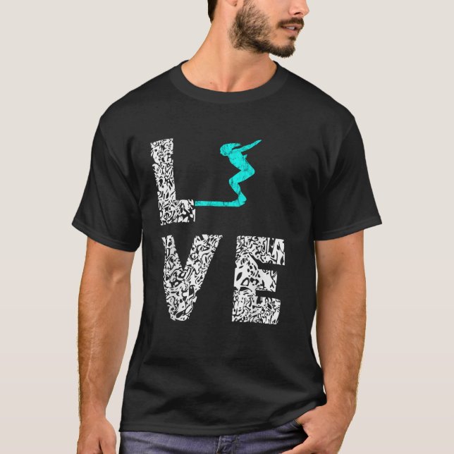 Springboard Diver Board Kärlek Diver Platform Divi T Shirt (Framsida)
