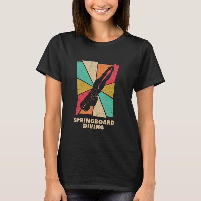 Springboard Diving Platform Diver Silhouette T Shirt (Framsida)