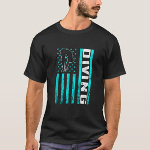 Springboard Diving USA flagga America Platform Div T Shirt