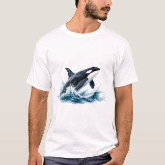 Springender Orca Im Wellenspritzer T Shirt
