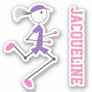 Springer Dam Rosa Lila Personlig Sticker Klistermärken