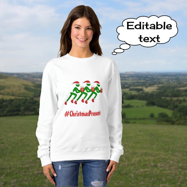 springer för anpassningsbar-text, julomstext t-shirt (White sweatshirt)