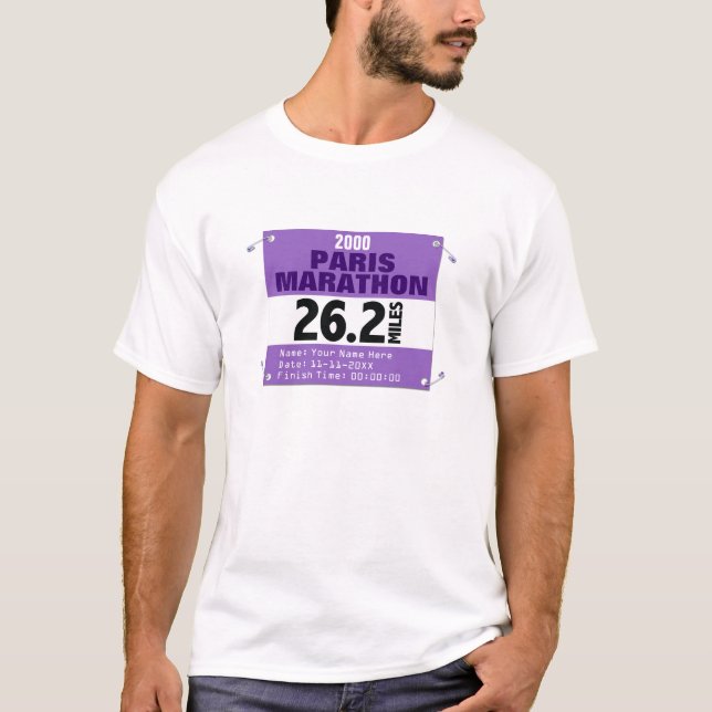 Springer för personligParis maraton, 26,2 Miles Tee (Framsida)