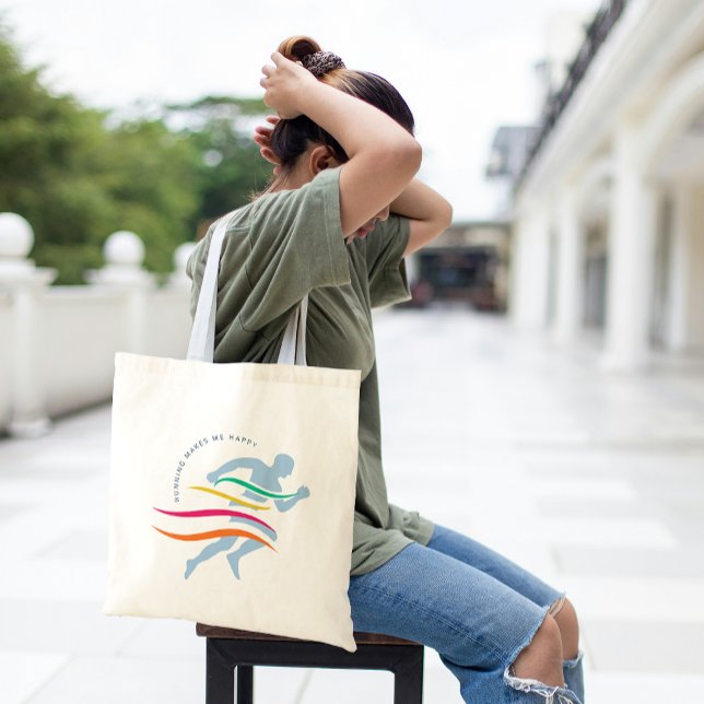 Springer/idrottsman för anpassningsbar tygkasse (Custom Text Runner/athlete Tote Bag)