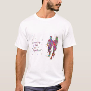 Springer kopplar ihop, den rinnande kvinnan och t shirt
