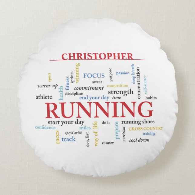 Springer med Ord Personlig Rund Kudde (Framsidan)