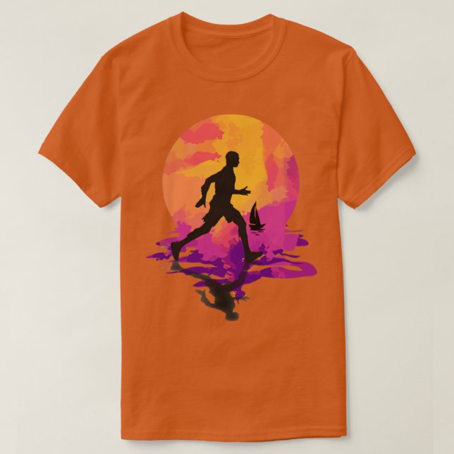 Springer Silhouette framför färgstarka vattenfärge T Shirt (Design framsida)