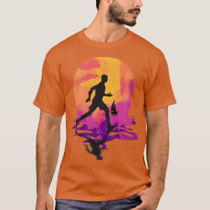 Springer Silhouette framför färgstarka vattenfärge T Shirt