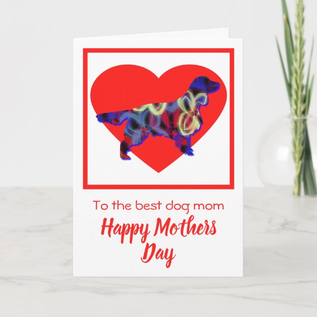Springer Silhouette Hund Red Heart Mors dag Card Tack Kort (Framsida)