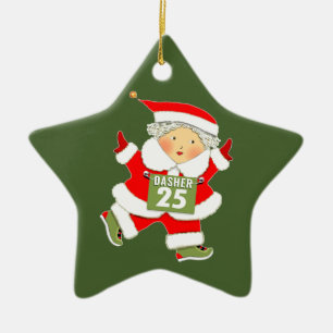 Springer som kör julklapp julgransprydnad keramik