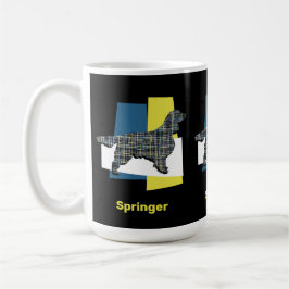 Springer Spain Cute Pet Hund Silhouette Y&B Grid Kaffemugg