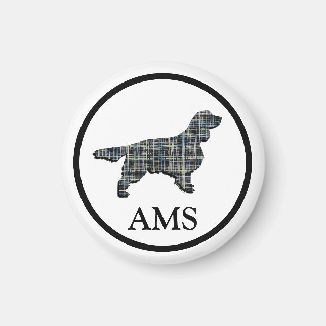 Springer Spain Cute Pet Hund Silhouette Y&B Grid Magnet (Framsidan)