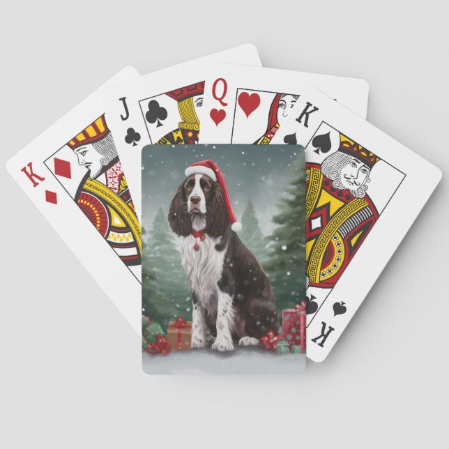 Springer Spain Hund i Snö jul Casinokort (Baksidan)