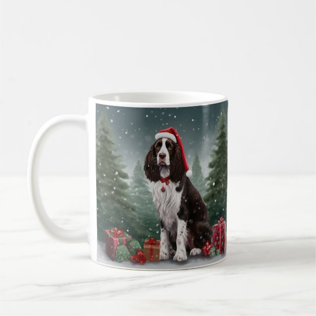 Springer Spain Hund i Snö jul Kaffemugg (Vänster)