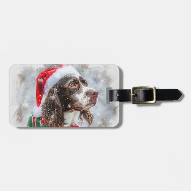 Springer Spain Hund jul Festive Bagagebricka (Horisontell Framsida)