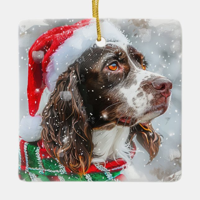 Springer Spain Hund jul Festive Julgransprydnad Keramik (Framsida)