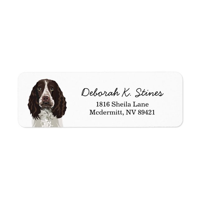 Springer Spain Hund Return Address Label Returadress Etikett (Framsidan)