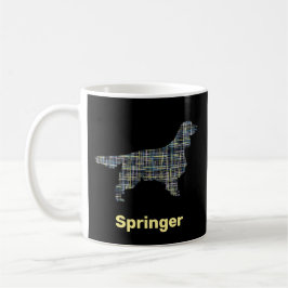 Springer Spain Hund Silhouette Gult &Black Grid Kaffemugg