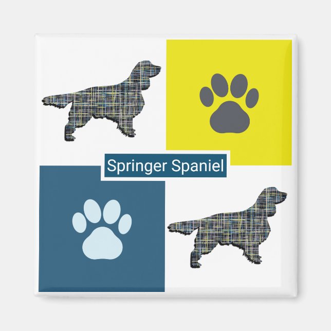 Springer Spain Hund Silhouette & Tass Y&B Grid Magnet (Framsidan)