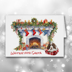 Springer Spain Hund Wait for Santa Fireplace Hälsningskort