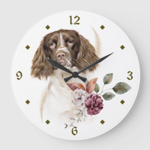 Springer Spain Hund Winter Bouquet Clock Stor Klocka