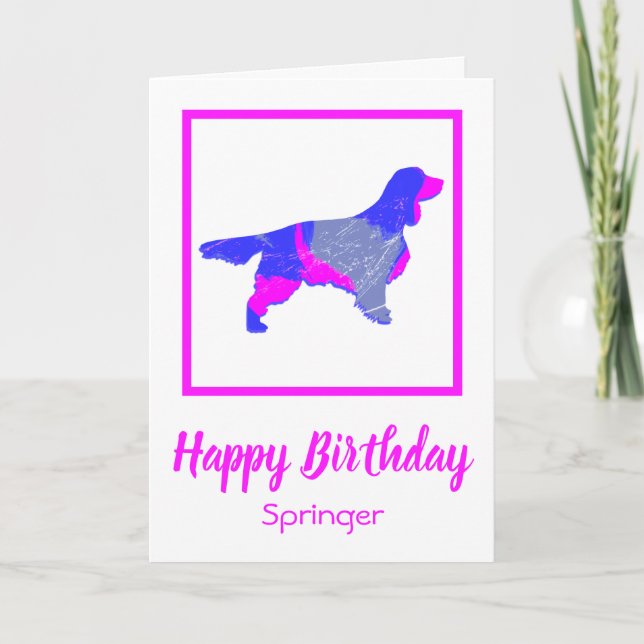 Springer Spain Shock rosa Hund Funny Birthday Card Kort (Framsida)