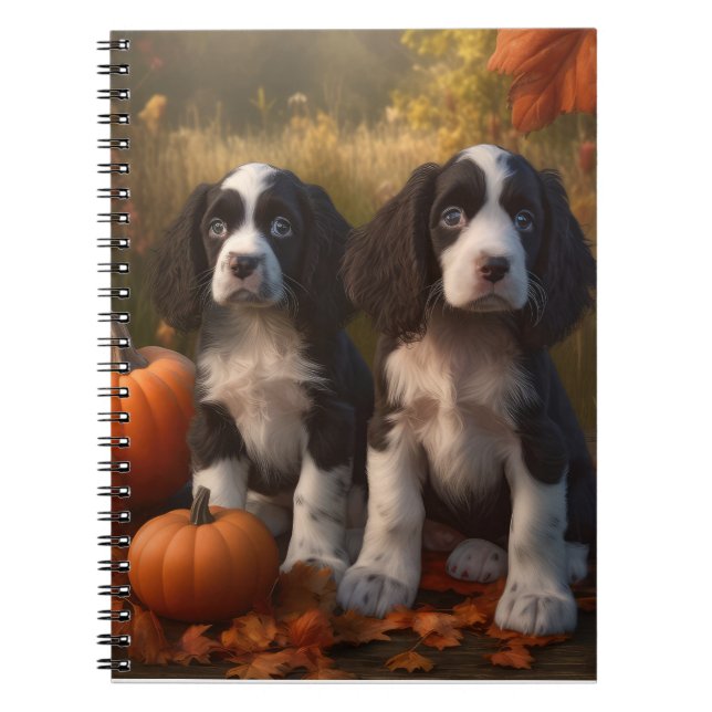 Springer spanel Puppy Autumn Delight Pumpkin Anteckningsbok (Framsidan)