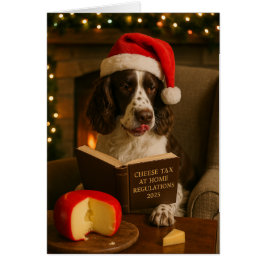 Springer Spaniel 'Cheese Tax' Christmas card Hälsningskort