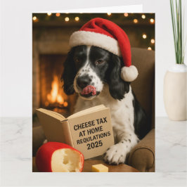 Springer spaniel  'Cheese Tax' Christmas card Kort