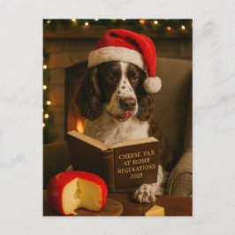 Springer Spaniel 'Cheese Tax' Christmas postcard Vykort