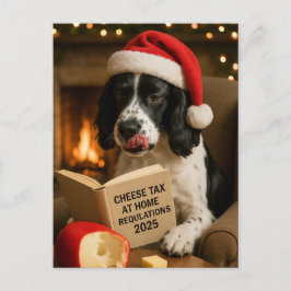 Springer spaniel 'Cheese Tax' Christmas postcard Vykort