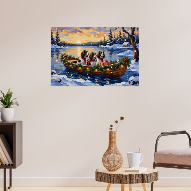 Springer Spaniel Christmas Boat Holiday Poster (Vardagsrum 3)