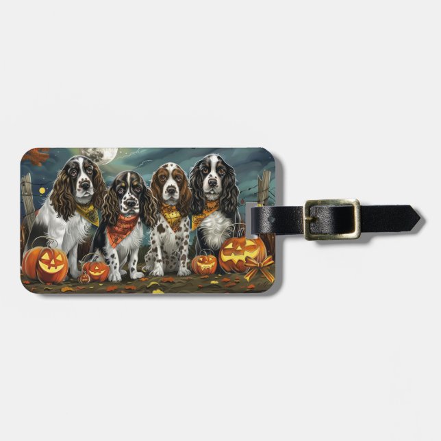 Springer Spaniel Halloween Kuslig Bagagebricka (Horisontell Framsida)
