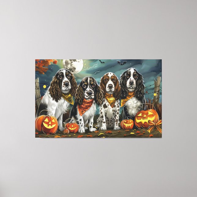 Springer Spaniel Halloween Kuslig Canvastryck (Framsida)