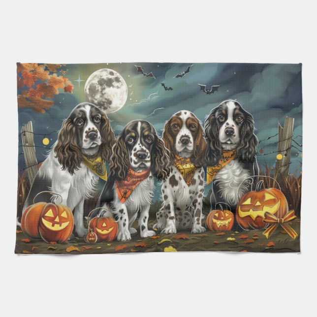 Springer Spaniel Halloween Kuslig Kökshandduk (Horisontell)
